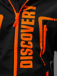 Kurtka softshell męska z kapturem czarno-pomarańczowa OZONEE JS/HH025/1AZ