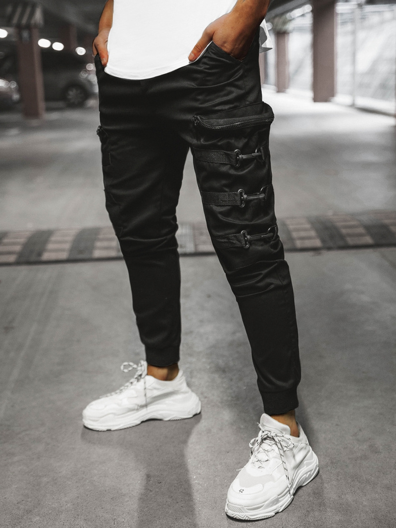 Spodnie męskie chino joggery czarne OZONEE G/11132