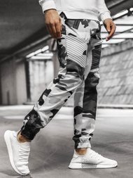 Spodnie męskie chino joggery czarno-białe OZONEE A/0952