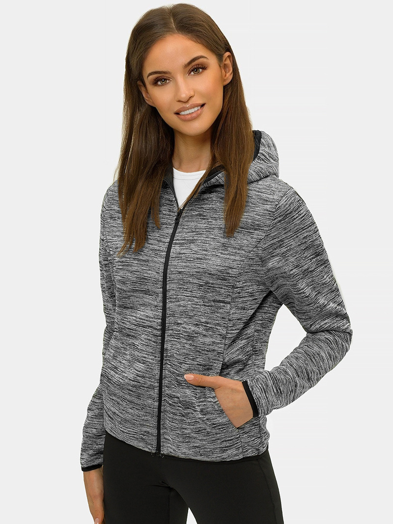 Bluza damska rozpinana z kapturem szara OZONEE JS/HD111/3