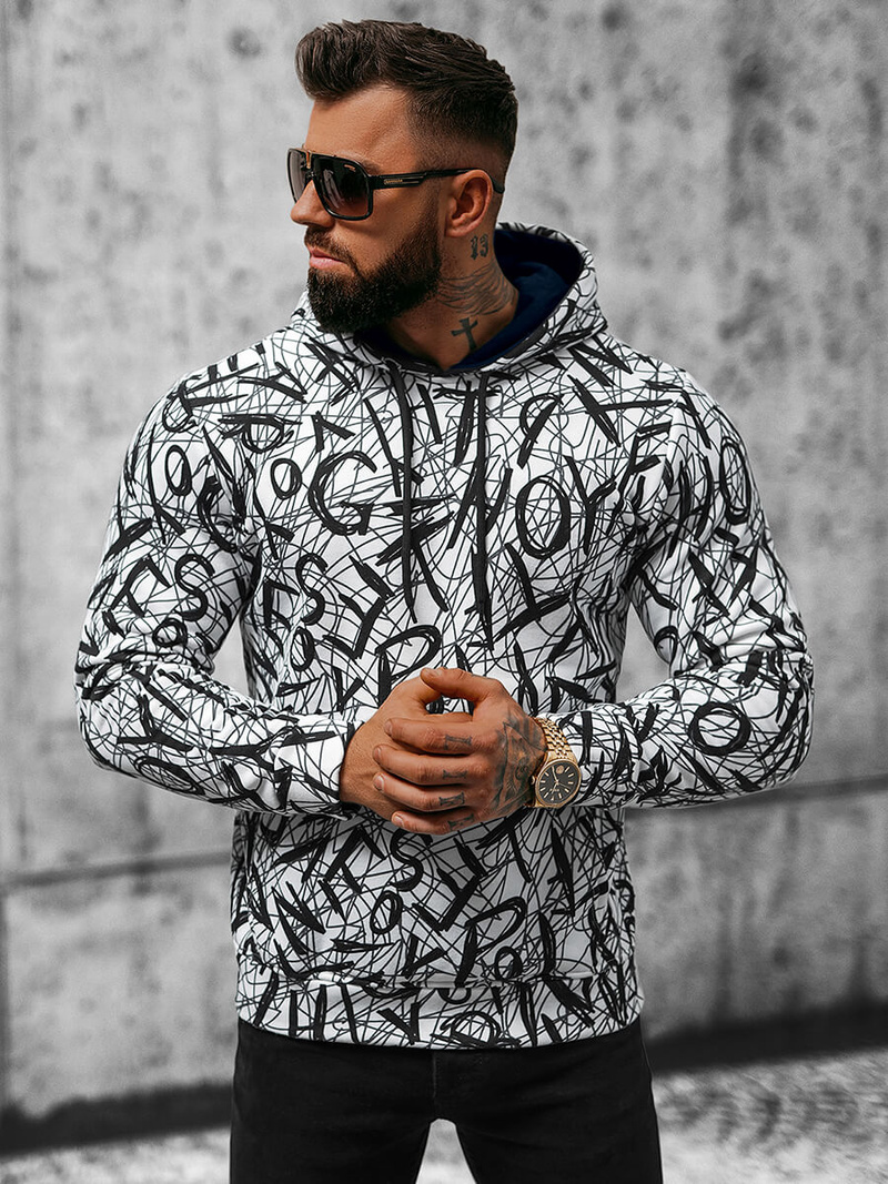 Толстовка Чоловіча Бiло-Чорна OZONEE O/3503BZZ