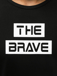 T-Shirt męski z nadrukiem czarny OZONEE JS/KS2325Z