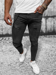 Spodnie jeansowe męskie czarne OZONEE DR/TF218