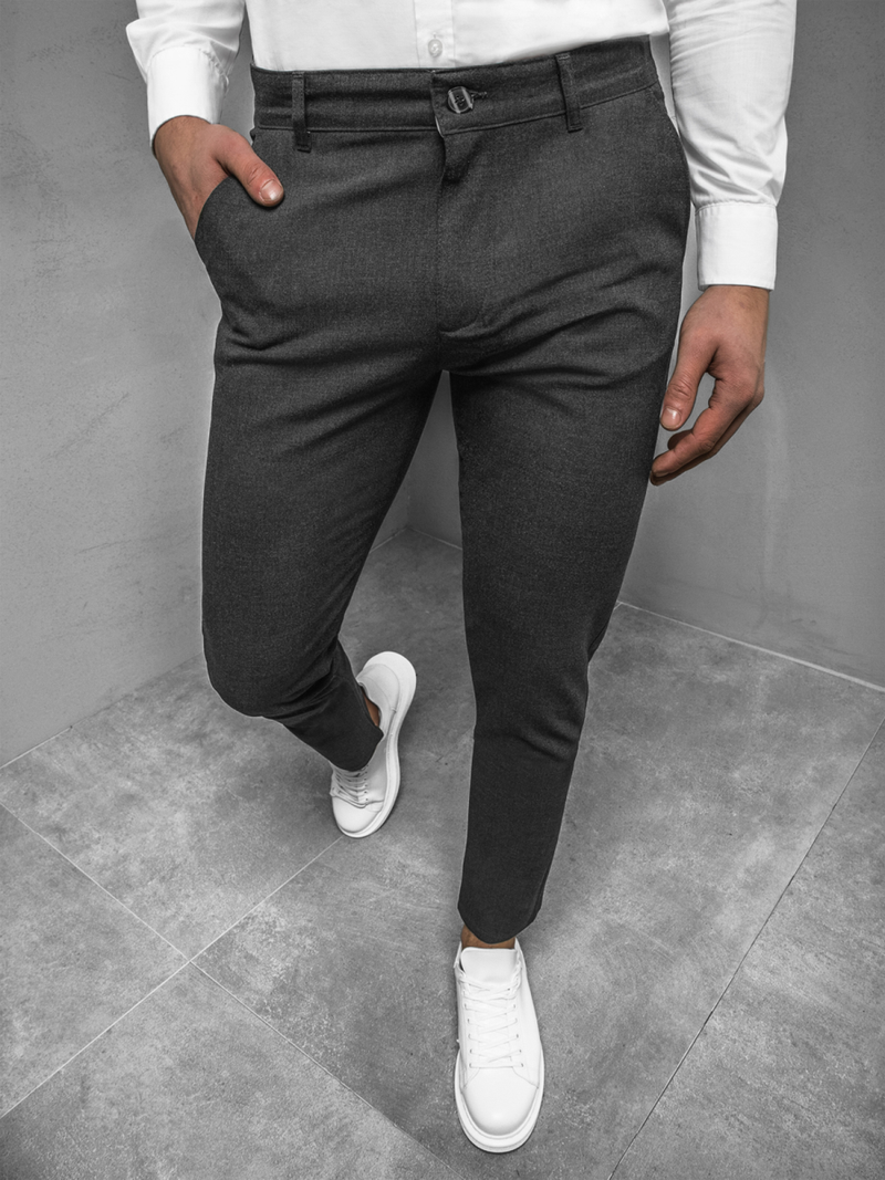 Spodnie męskie chino materiałowe grafitowe OZONEE DJ/5511-1