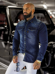 Koszula męska jeansowa niebieska OZONEE O/51410