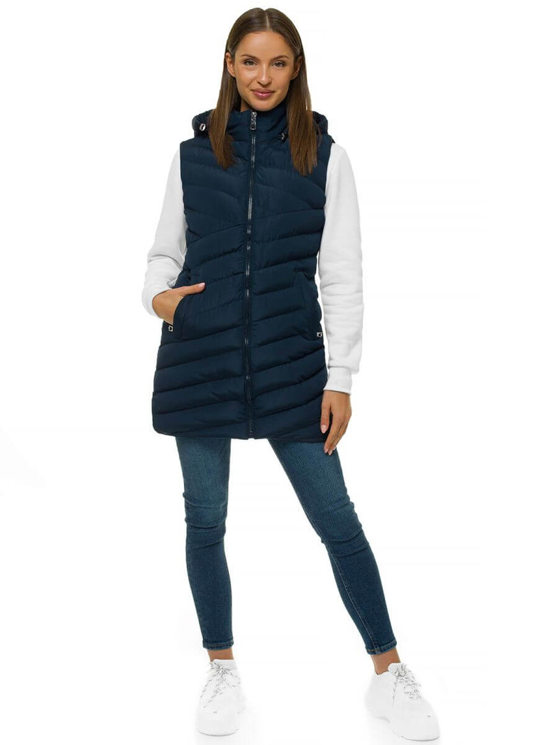 Стьобаний жіночий жилет Темно-Синя OZONEE N/6805/2