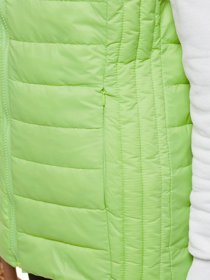 Kamizelka damska pikowana z kapturem limonkowa OZONEE JS/M23039/156