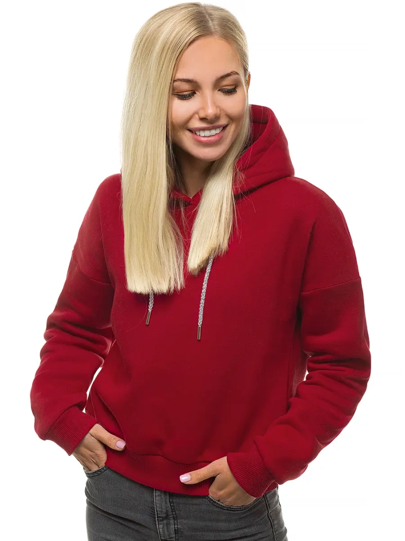 Bluza z kapturem damska bordowa OZONEE O/12102