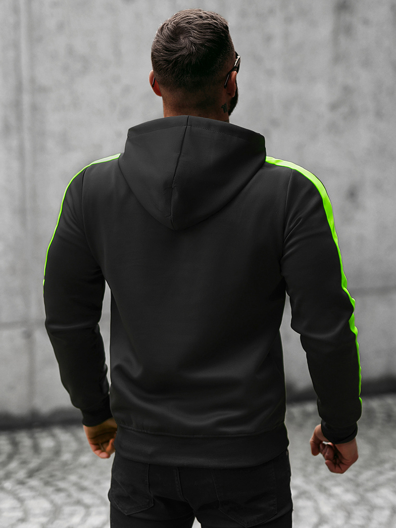 Bluza z kapturem męska czarno-zielona OZONEE O/8B153/3/82