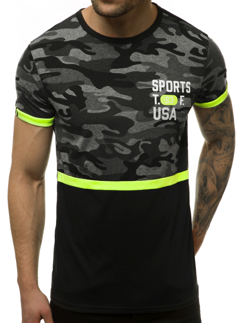 T-Shirt męski czarny OZONEE JS/SS10982