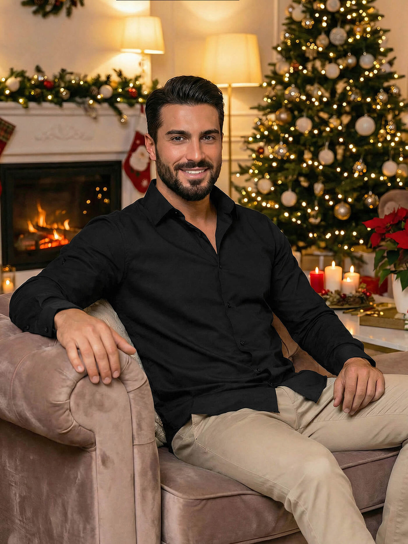 Koszula męska czarna OZONEE O/V125Z