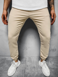 Spodnie męskie chino jogger materiałowe beżowe OZONEE DJ/5539