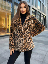 Жіноча куртка бежево-коричнева  OZONEE JS/61M8500/158Z