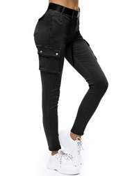 Spodnie damskie chino materiałowe czarne OZONEE O/LC518/1