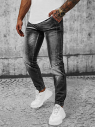 Spodnie jeansowe joggery męskie czarne OZONEE NB/MP0115N