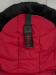 Kurtka zimowa damska długa pikowana ciemno-czerwona OZONEE O/W377