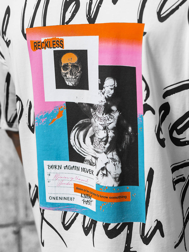 T-shirt męski oversize biały OZONEE O/3428