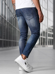 Spodnie jeansowe męskie slim fit ciemno-niebieskie OZONEE NB/MP0091BS