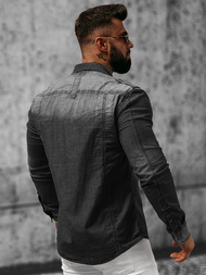 Чоловіча джинсова сорочка Чорна OZONEE NB/MC701NZ