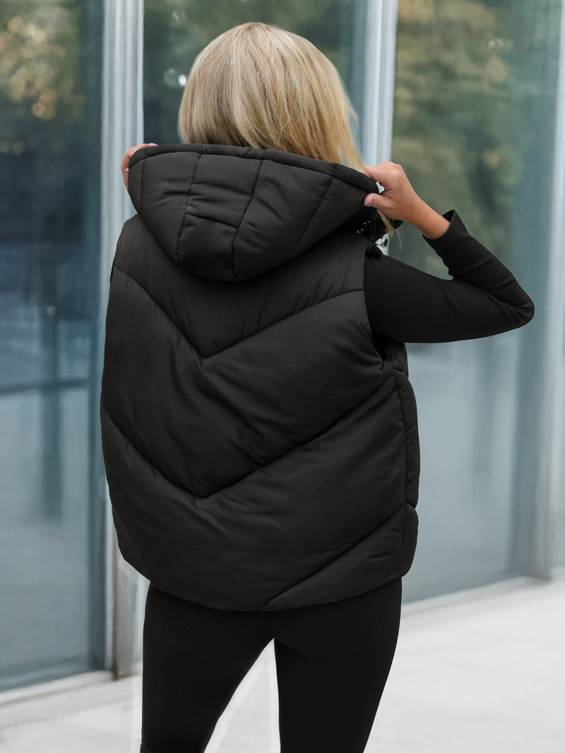 Стьобаний жіночий жилет чорна OZONEE JS/16M9291/392