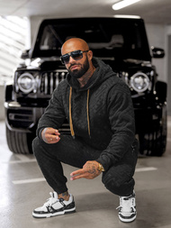 Komplet dresowy męski welurowy czarny OZONEE O/3C390