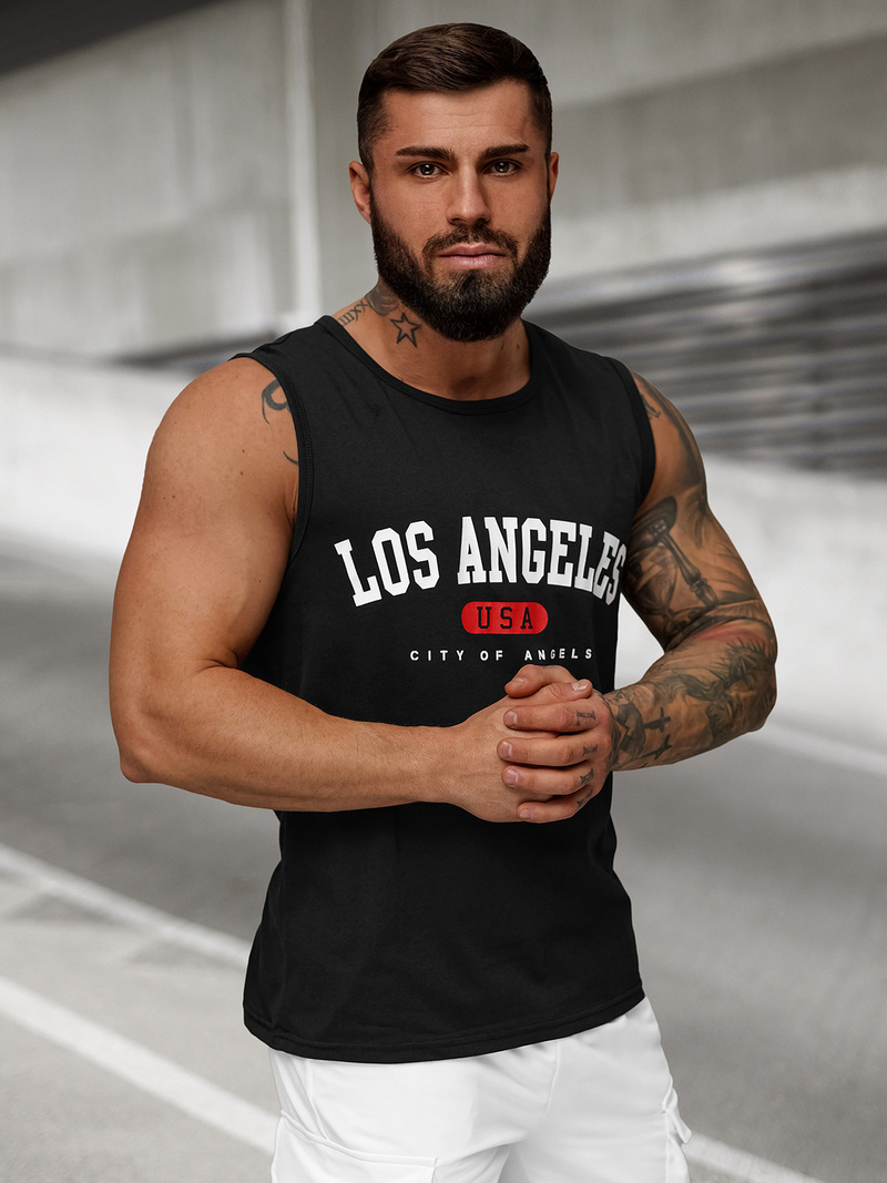 Koszulka bez rękawów męska czarna OZONEE JS/8B1715/3Z