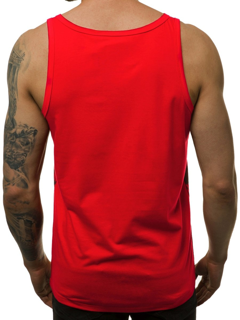 T-Shirt męski bez rękawów czerwony OZONEE JS/SS11037