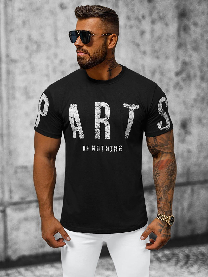 T-shirt męski czarny OZONEE O/1180Z