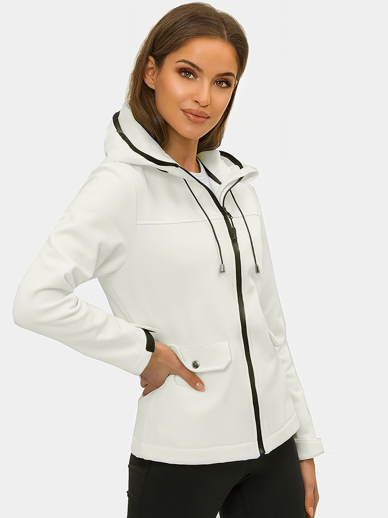 Kurtka softshell damska z kapturem biała OZONEE JS/HD182/45