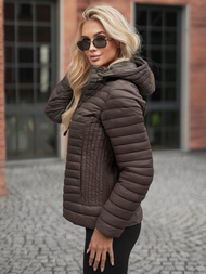 Kurtka damska pikowana brązowo-szara OZONEE JS/11Z8228Z