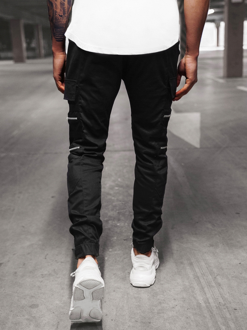 Spodnie męskie chino joggery czarne OZONEE G/11146