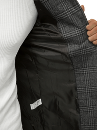 Płaszcz męski w kratę szaro-grafitowy OZONEE O/5628