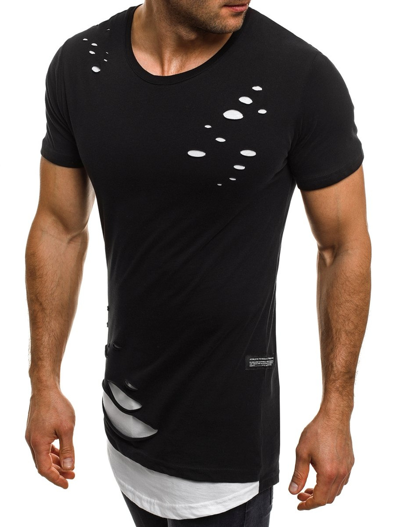 T-Shirt męski czarno-biały OZONEE O/1115