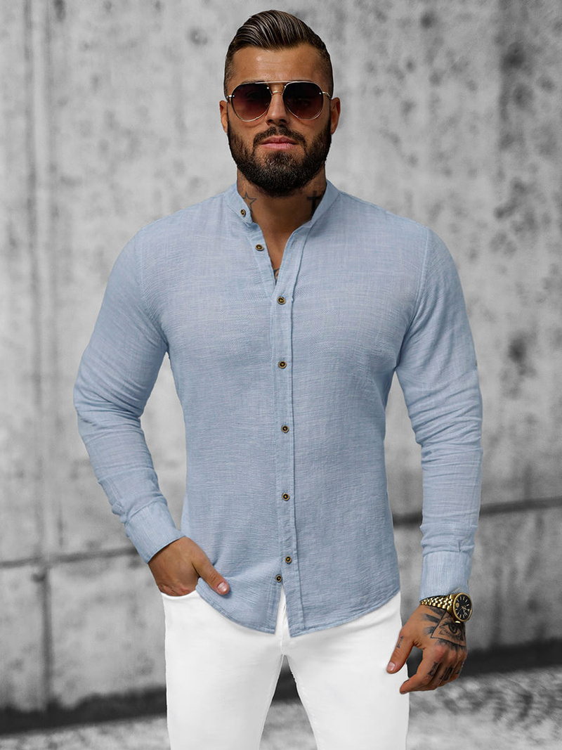 Класична сорочка чоловіча cиня OZONEE O/V28