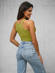 Top damski na ramiączkach oliwkowy OZONEE O/ZL-032