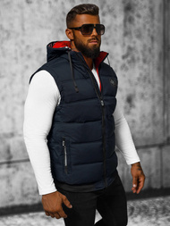 Kamizelka męska z kapturem granatowa OZONEE JS/84M3027/215