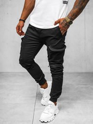 Spodnie męskie chino joggery czarne OZONEE O/475