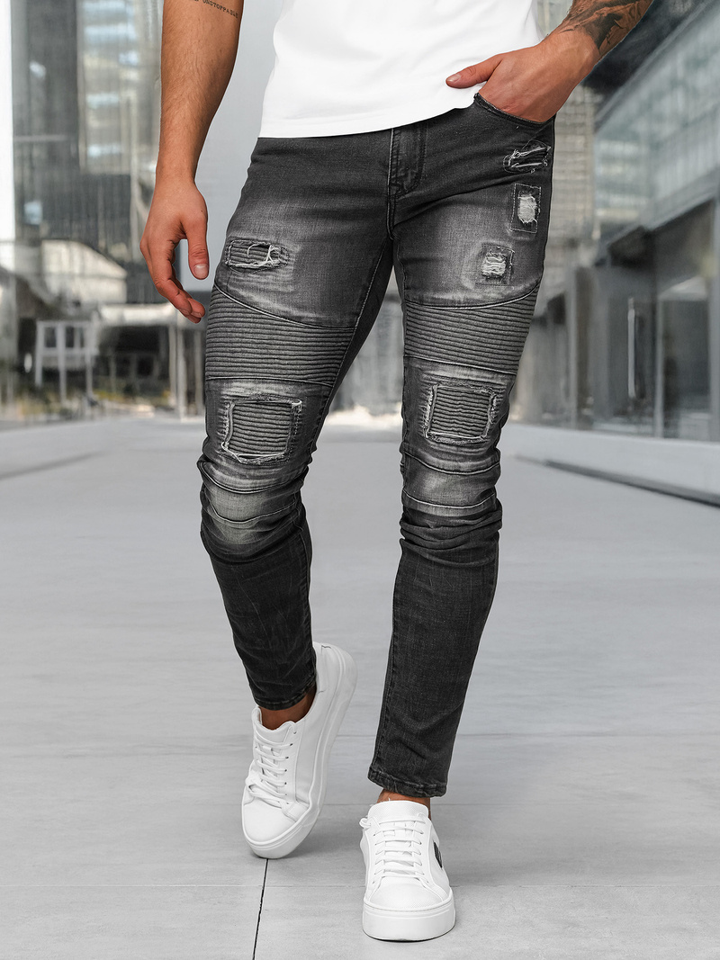 Spodnie jeansowe męskie slim fit czarne OZONEE NB/MP0142NZ