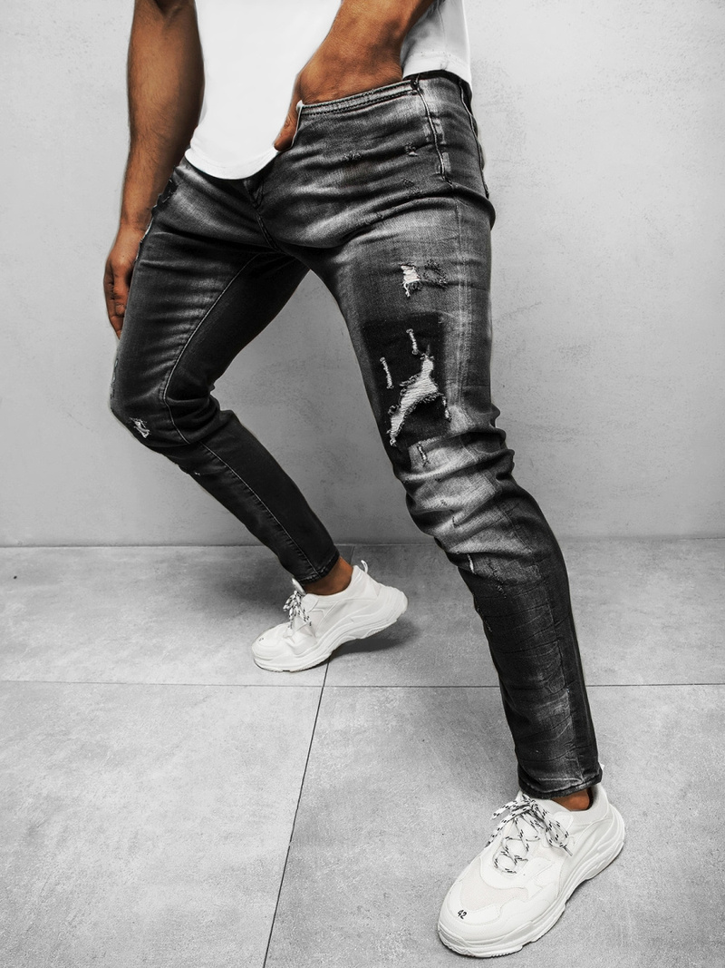 Spodnie jeansowe męskie czarne OZONEE B/20203073