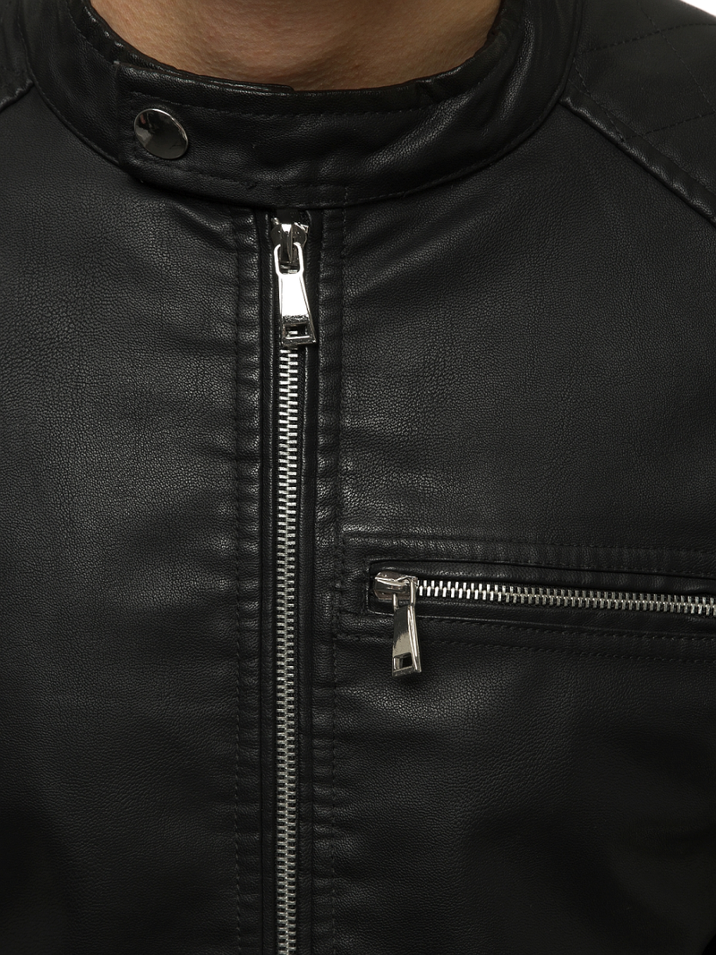 Kurtka skórzana męska czarna OZONEE JB/JP1151