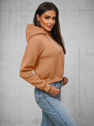 Bluza z kapturem damska ciemno-beżowa OZONEE O/12102