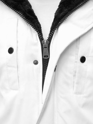 Kurtka zimowa męska parka z futerkiem biało-czarna OZONEE O/5832/22Z