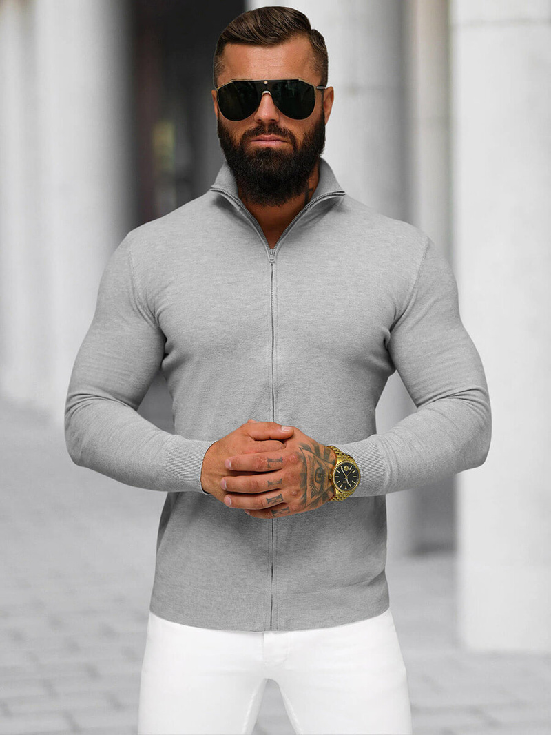 Sweter męski rozpinany szary OZONEE NB/MM6004/2Z