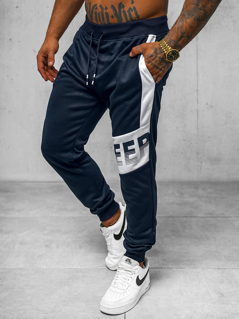 Spodnie dresowe męskie granatowe OZONEE JS/8K209