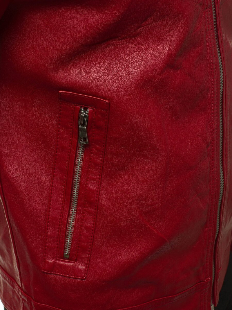 Kurtka skórzana męska bordowa OZONEE YD/BF59359Z