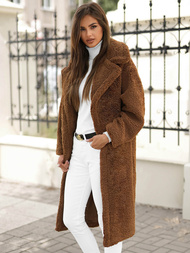 Płaszcz zimowy damski polarowy brązowy OZONEE O/Z01Z