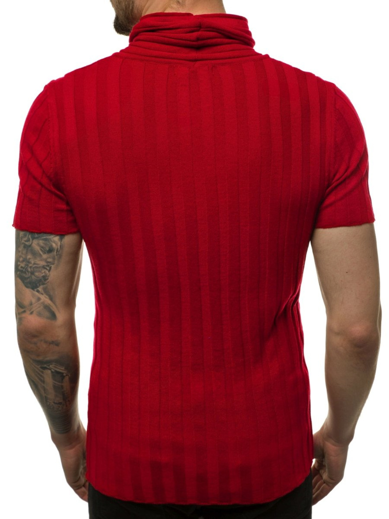 Bluzka z krótkim rękawem męska bordowa OZONEE L/2294