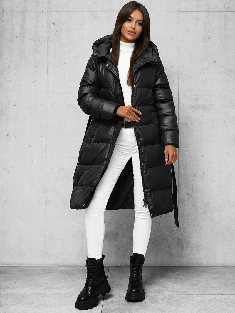 Płaszcz zimowy damski pikowany czarny OZONEE JS/5M3253/392