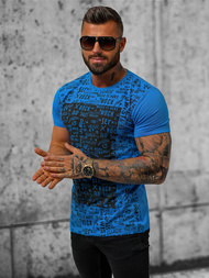 T-shirt męski niebieski OZONEE O/T122/17Z
