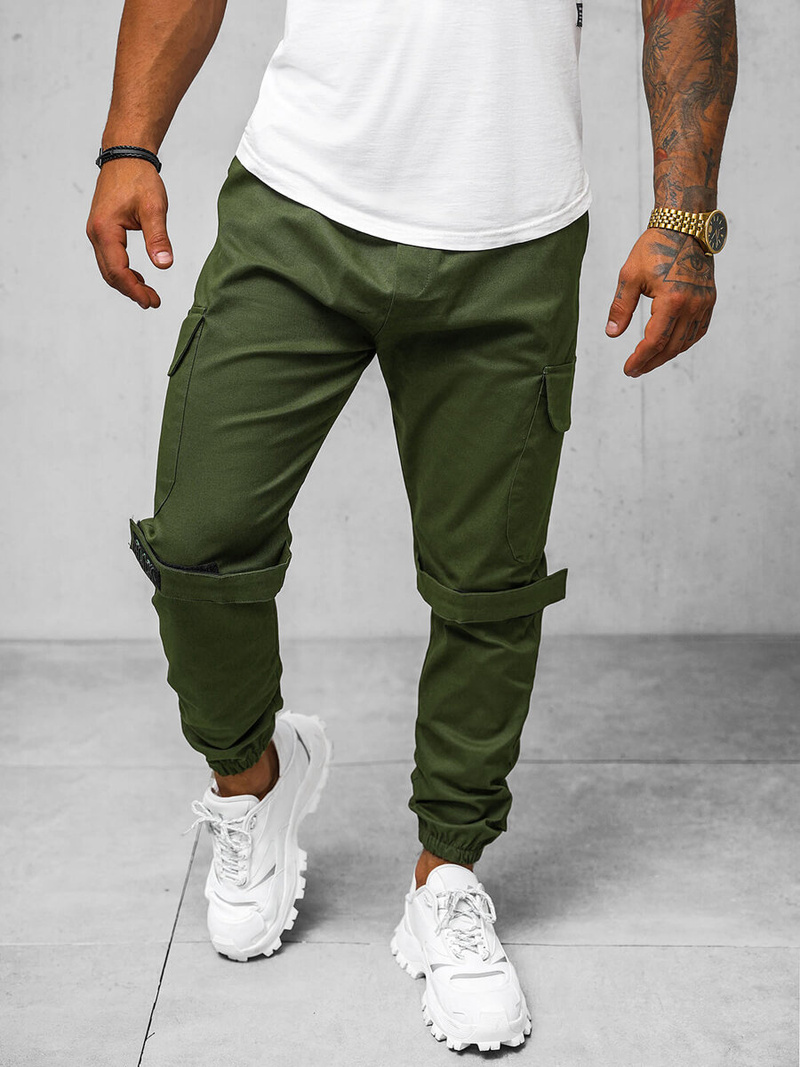 Spodnie męskie chino joggery khaki OZONEE O/G3014Z